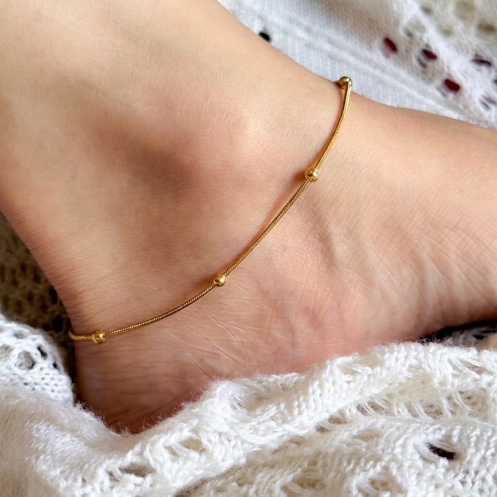 Ball Golden Anklet Bracelet – Elegant Alloy Foot Chain Jewelry for Women - Sku AxT-197