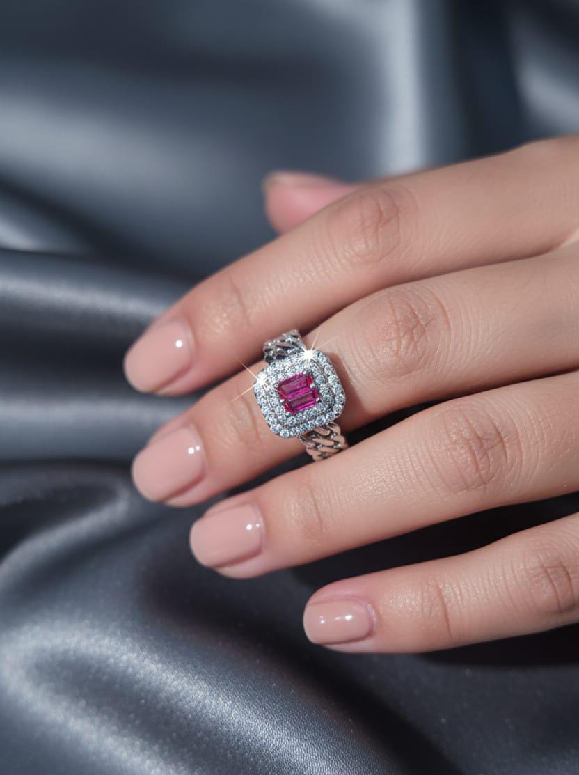 Sparkling Zircon Rings For Women | Stylish Crystal Design Fashion Jewelry For Daily And Party Wear PXJ-133 (Black)