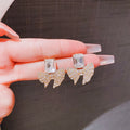 ZJE-165 Sparkling Bow Shape Zircon Korean Earrings