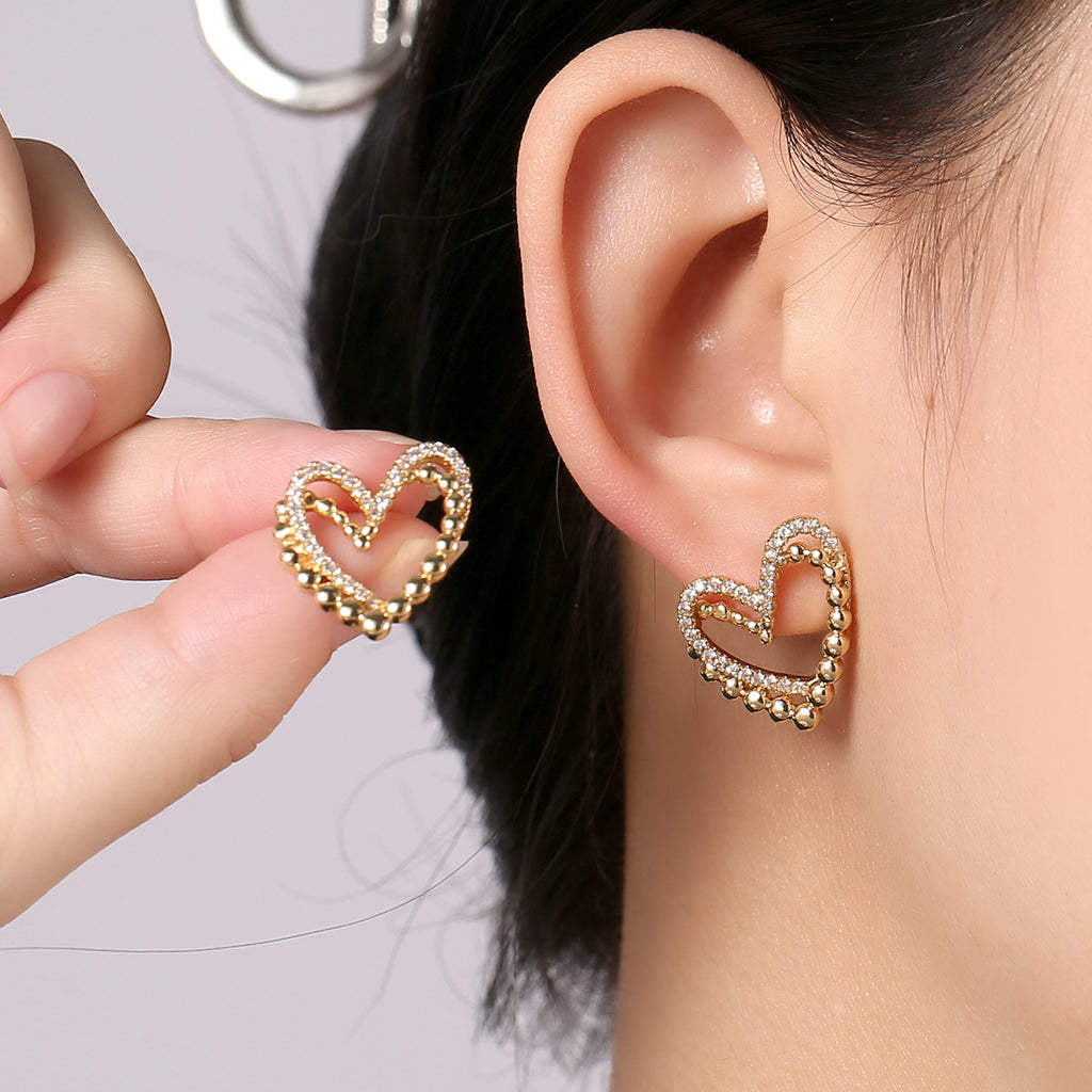 ZJE-164 Heart Shape Double Korean Earrings