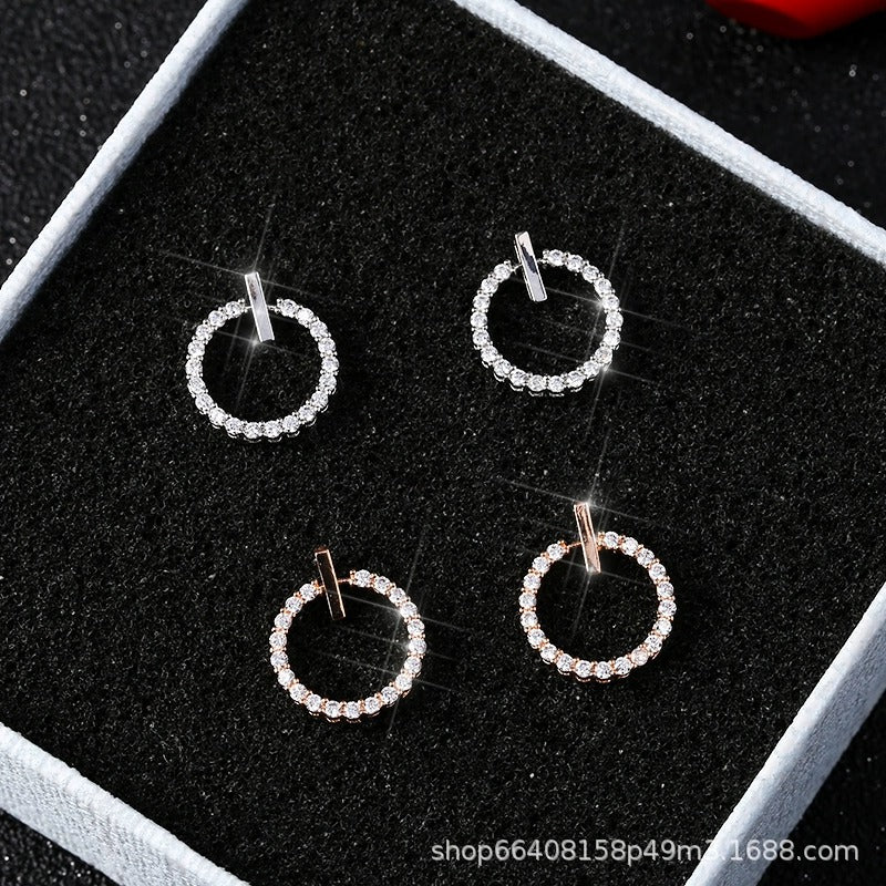 ZVT-168 Circle Zircon Korean Earrings-Golden & Silver