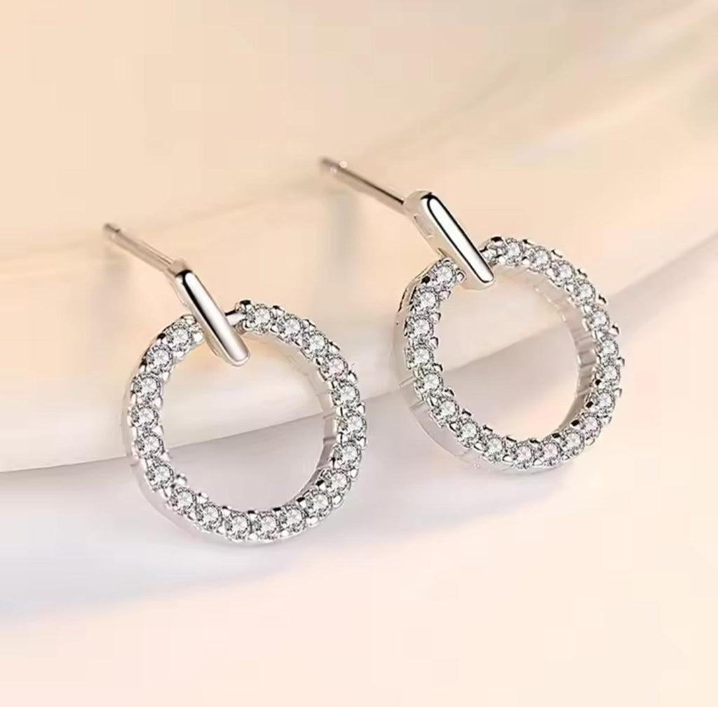 ZVT-168 Circle Zircon Korean Earrings-Golden & Silver