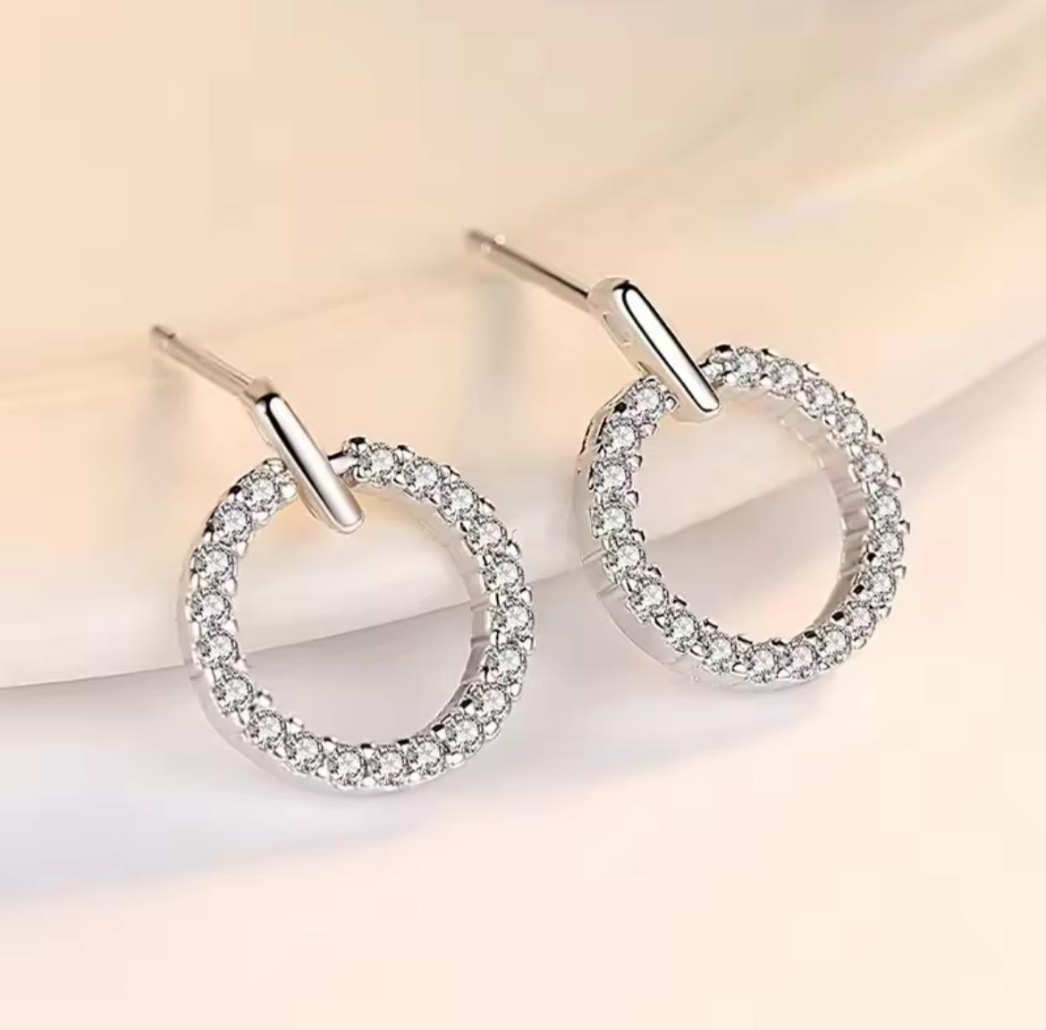 ZVT-168 Circle Zircon Korean Earrings-Golden & Silver