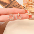 ZVT-168 Circle Zircon Korean Earrings-Golden & Silver