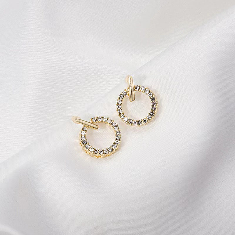 ZVT-168 Circle Zircon Korean Earrings-Golden & Silver