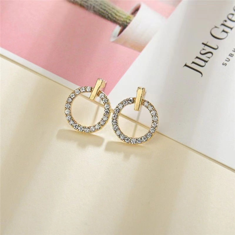 ZVT-168 Circle Zircon Korean Earrings-Golden & Silver