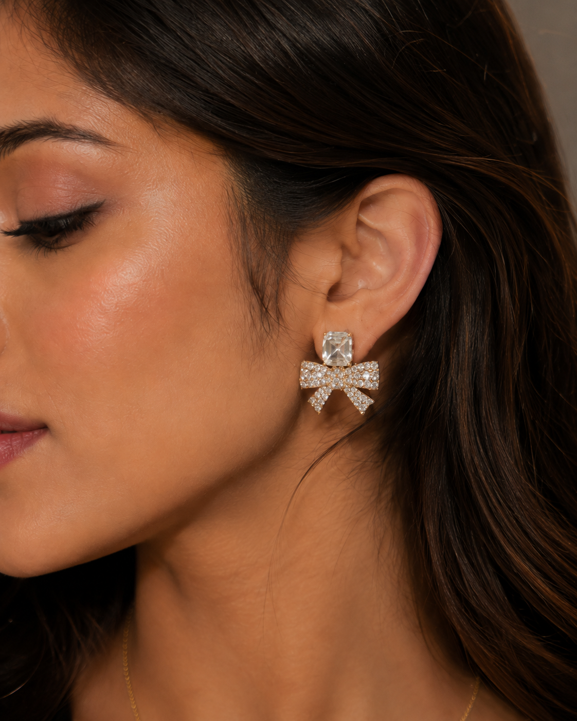 Sparkling Bow Shape Zircon Earrings