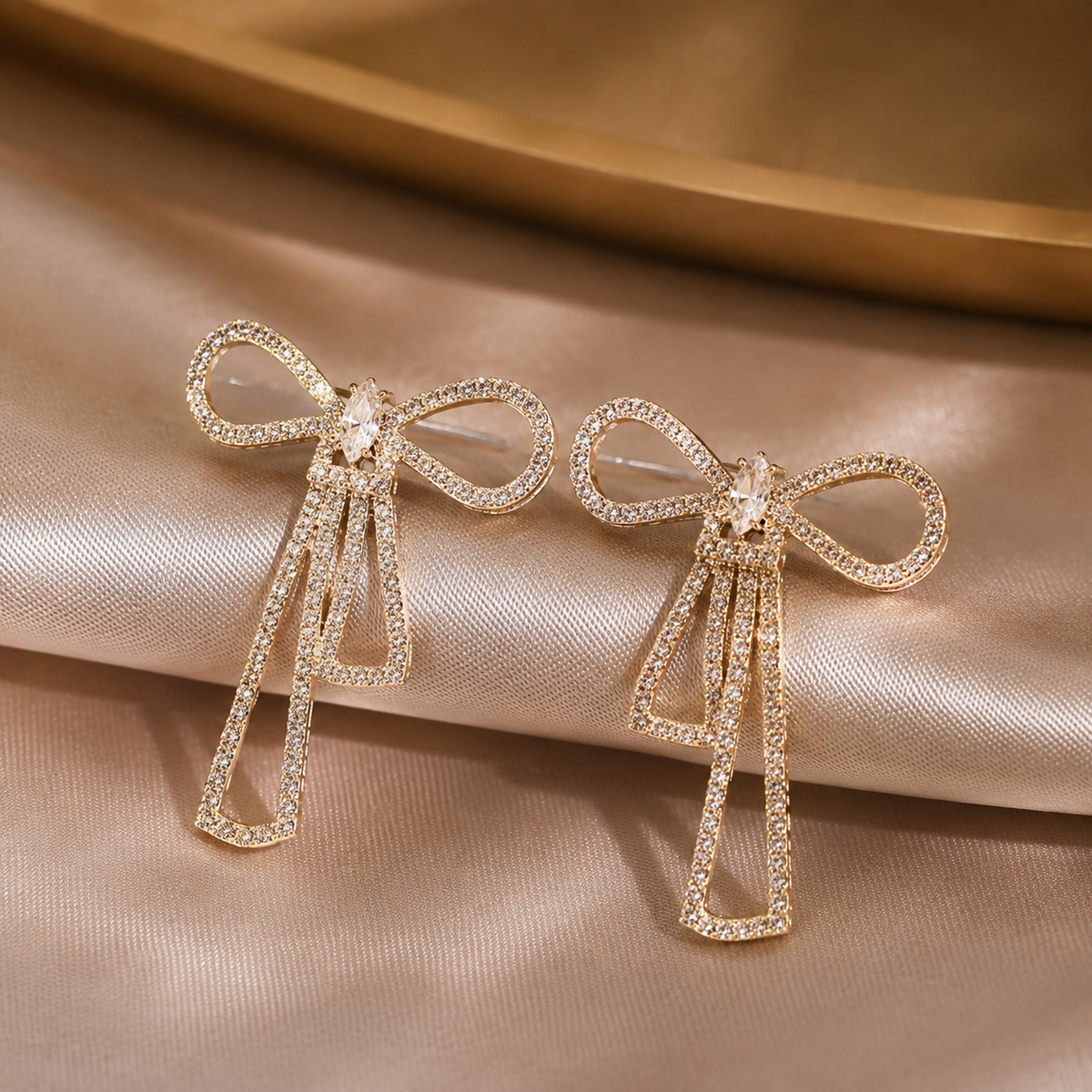 Bow Shape Zircon Earrings