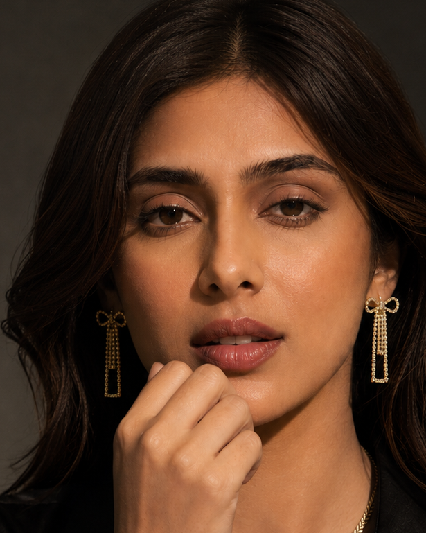 Bow Shape Zircon Earrings
