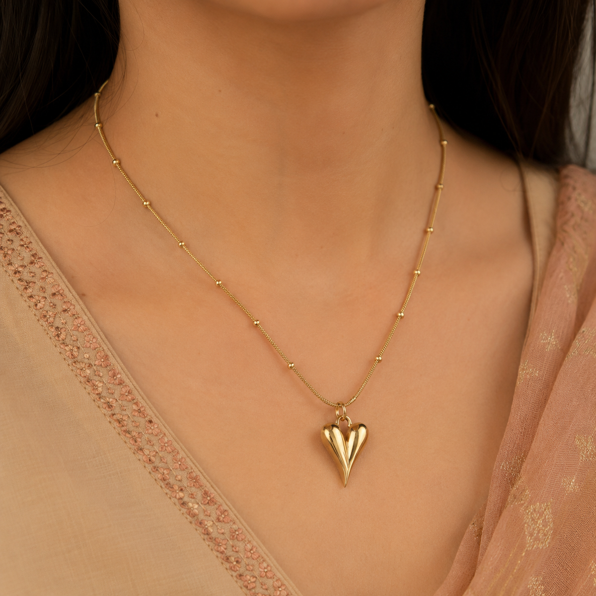 Ball Golden Heart Necklace