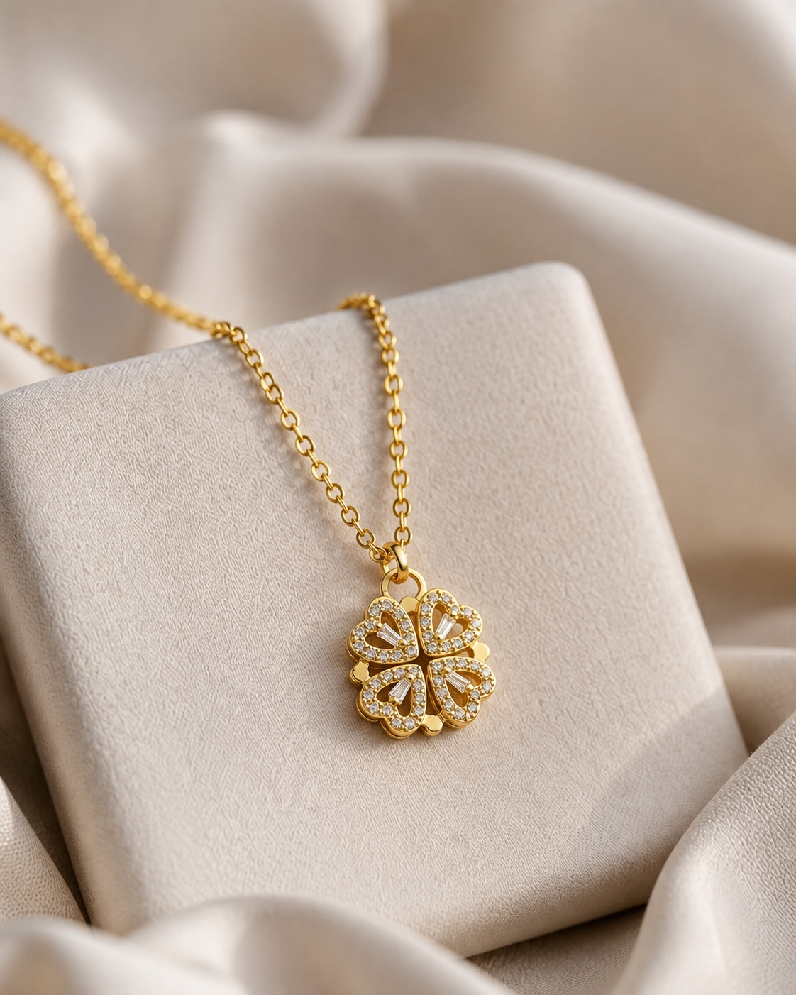 Magnetic Leaf Clover Pendant Necklace